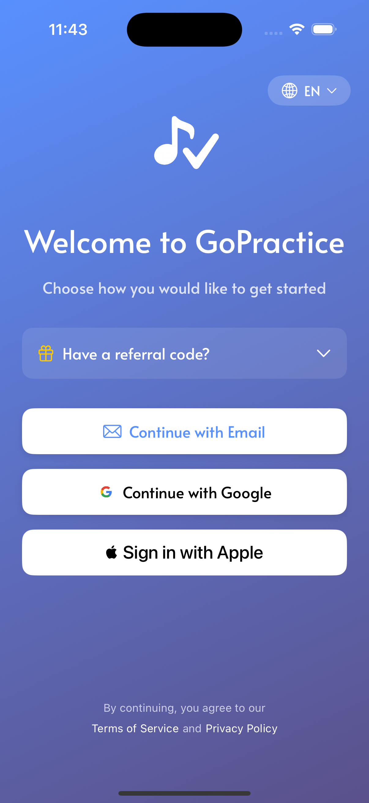 Welcome Screen